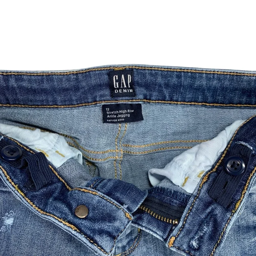 Gap Jeans Jeggings Heart Applique Patched Distressed Denim Girls 12